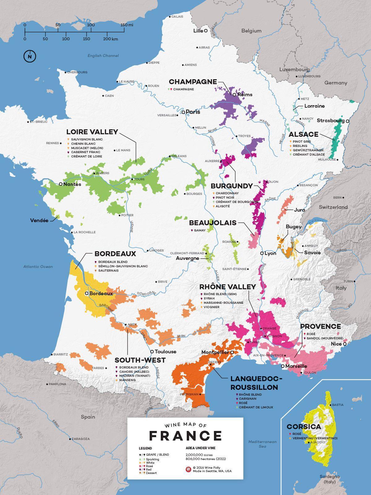 Франция Винной Карте - Франция Винная Карта Страны (Западная.
