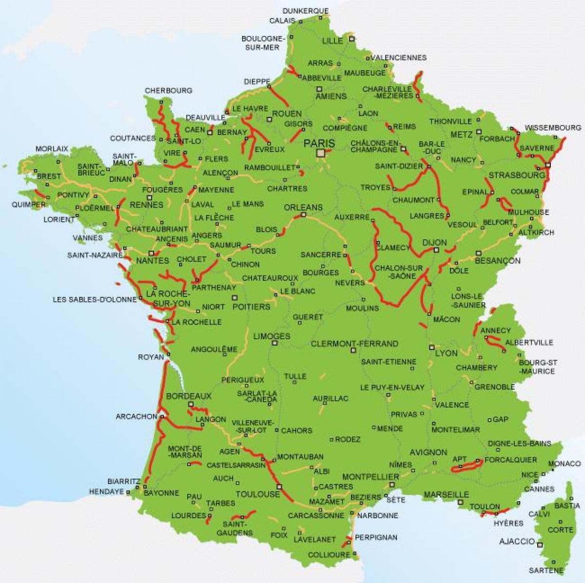 Франция велосипеда карте