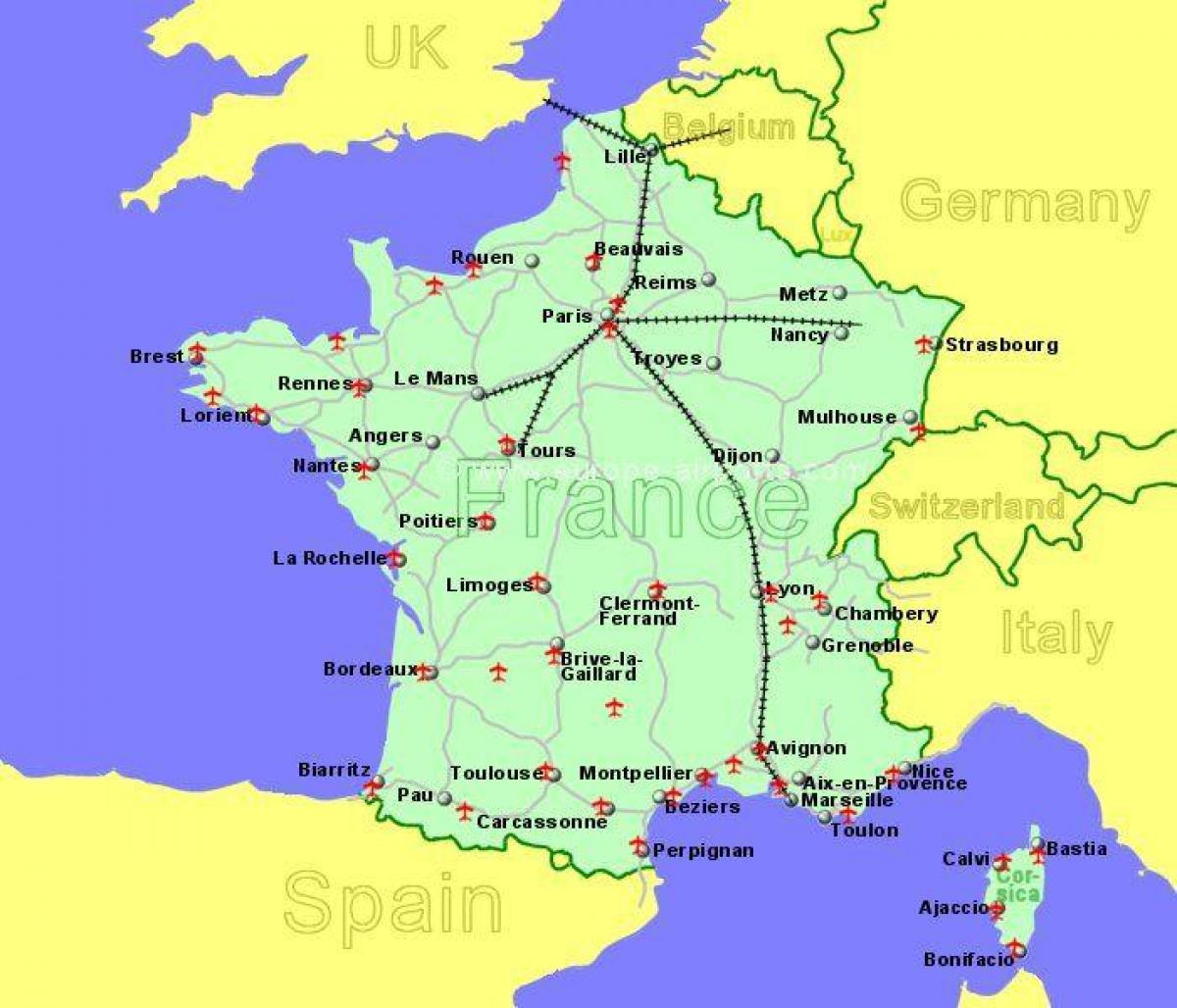 аэропорты Южная Франция карте